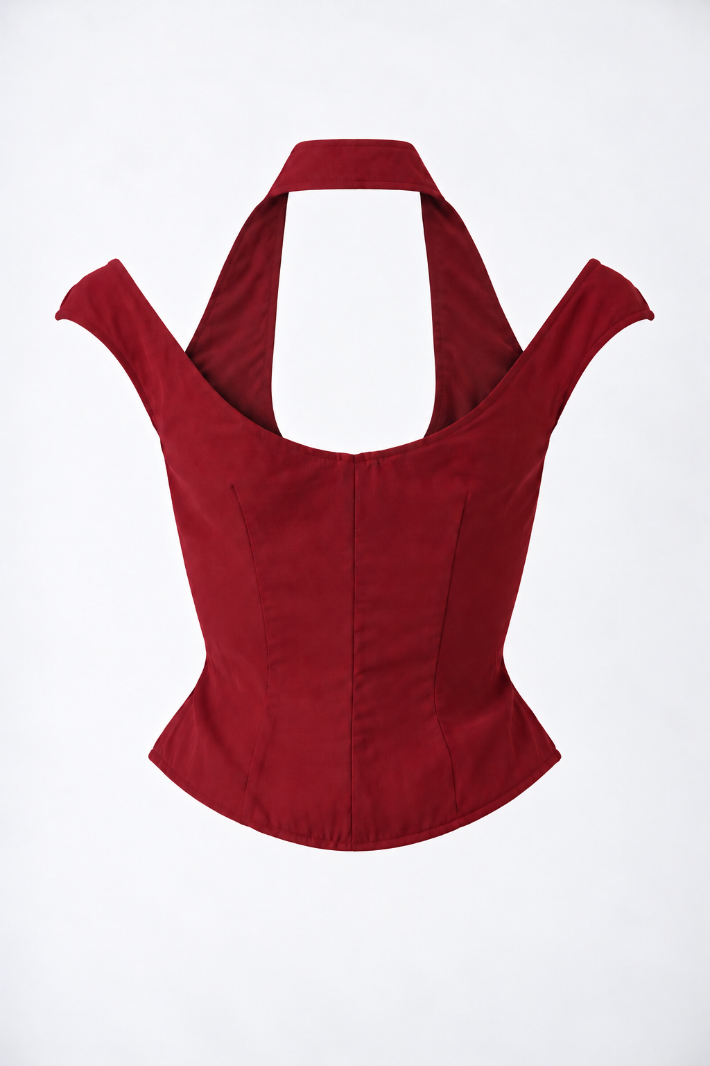 FITTED RED HALTER TOP