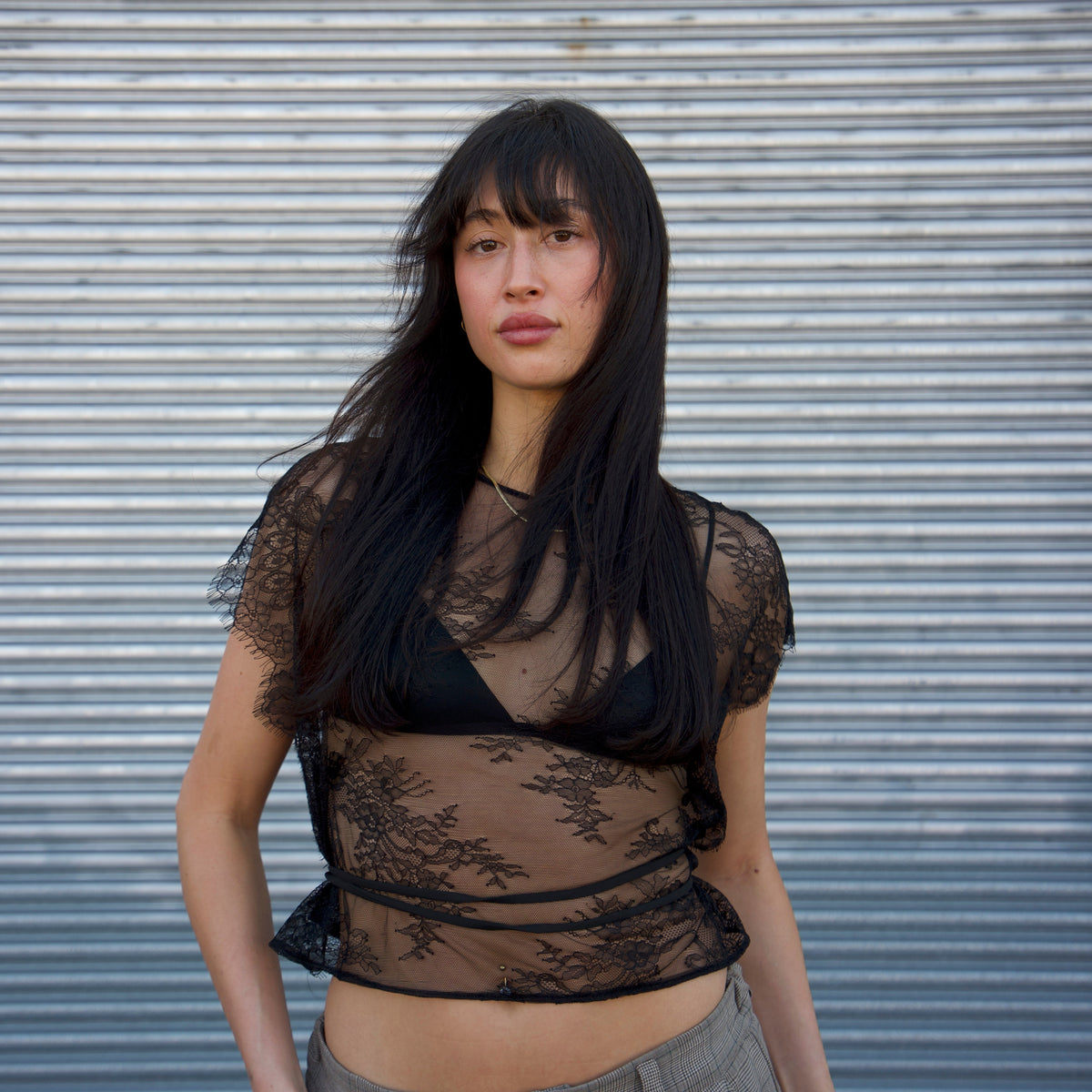 DETAILED BLACK LACE TOP