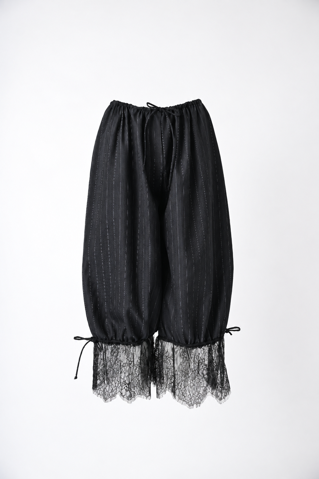 PINSTRIPE LACE NAVY TROUSERS