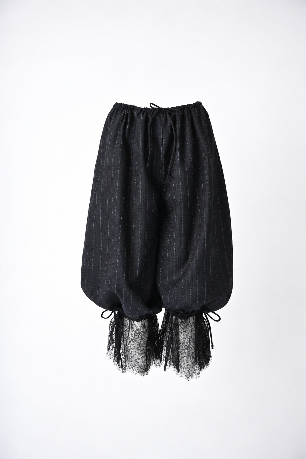 PINSTRIPE LACE NAVY TROUSERS
