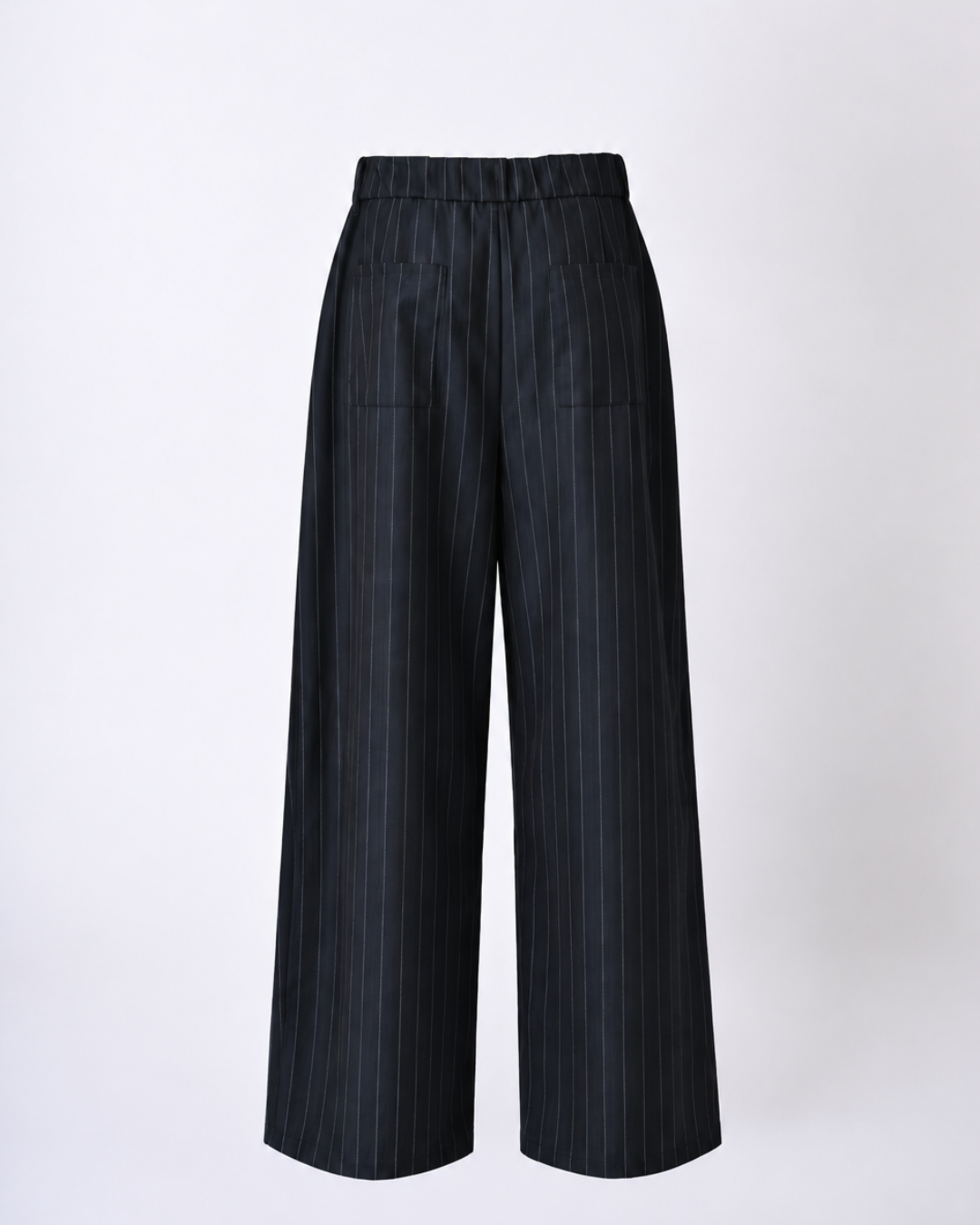 PINSTRIPE PLEATED NAVY PANTS