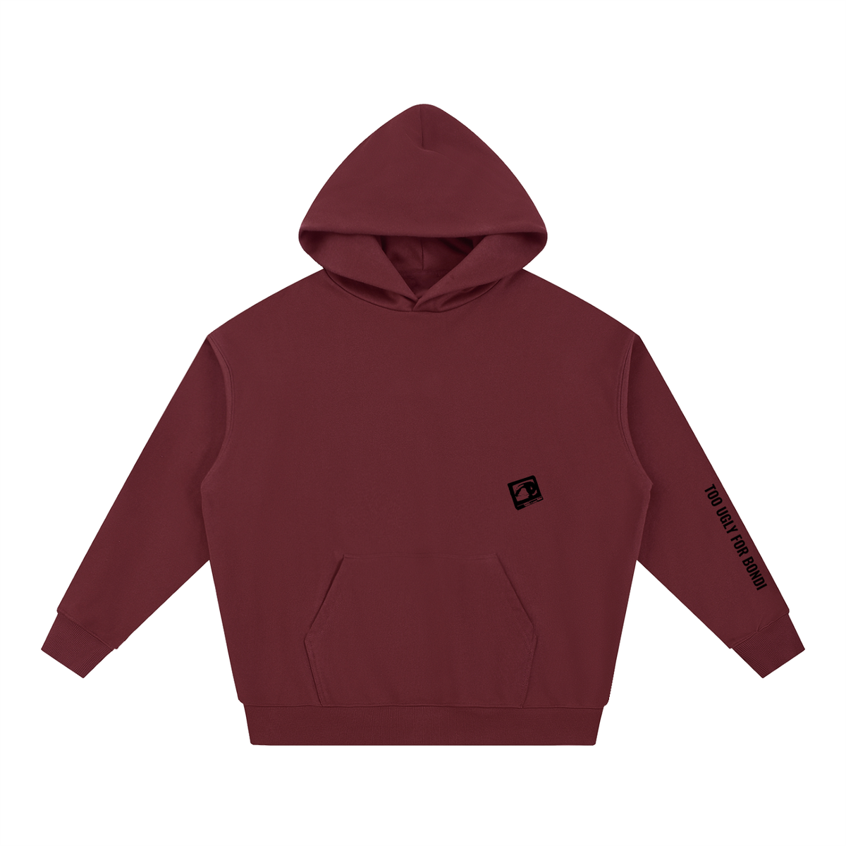 Dull Red hoodie, front view
